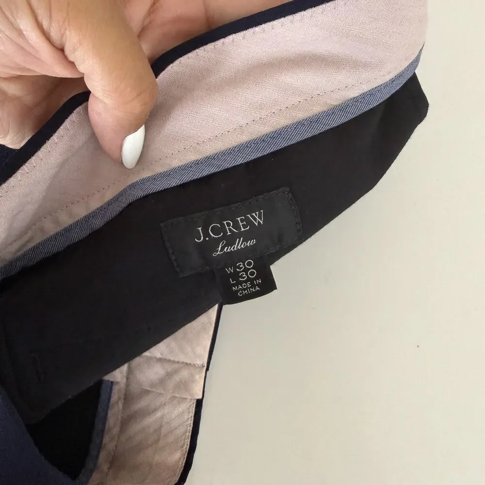 J.Crew Ludlow Slim Fit Men Navy Wool Blend Dress Pants - 30x30 W30 L30